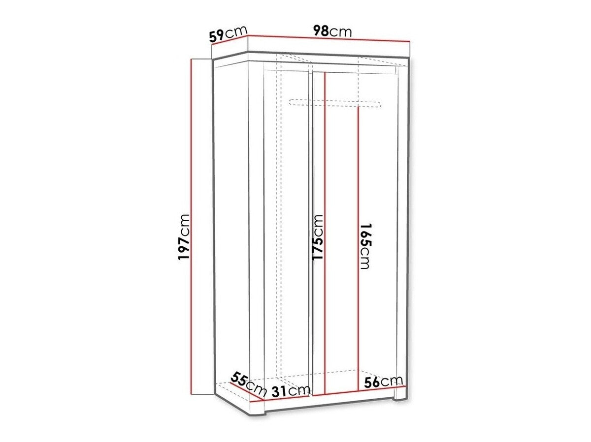 Gardróbszekrény Livinio L-1, Könyvespolcok: Nem