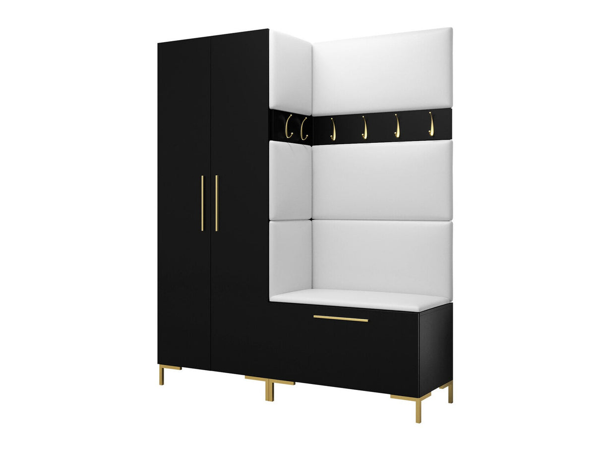 Előszoba garnitúra ZILION I (Frunemfta I), Keret színe: Fekete, Puha falpanel színe: Öko bőr Soft 017