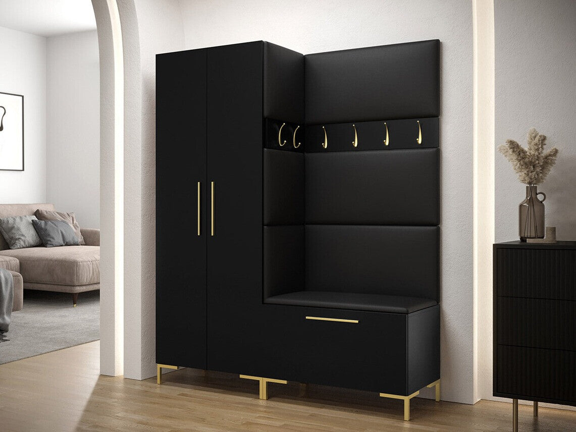 Előszoba garnitúra ZILION I (Frunemfta I), Keret színe: Fekete, Puha falpanel színe: Öko bőr Soft 011