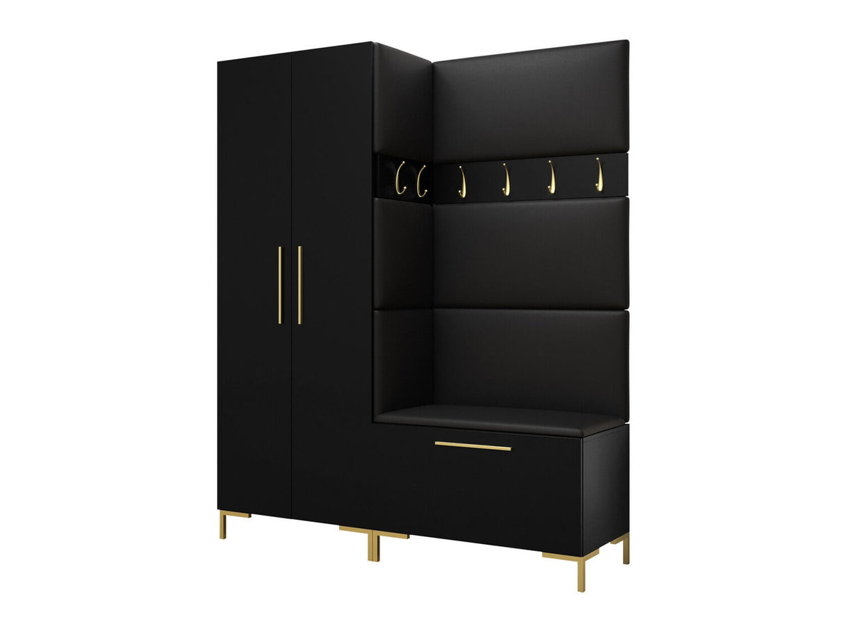 Előszoba garnitúra ZILION I (Frunemfta I), Keret színe: Fekete, Puha falpanel színe: Öko bőr Soft 011