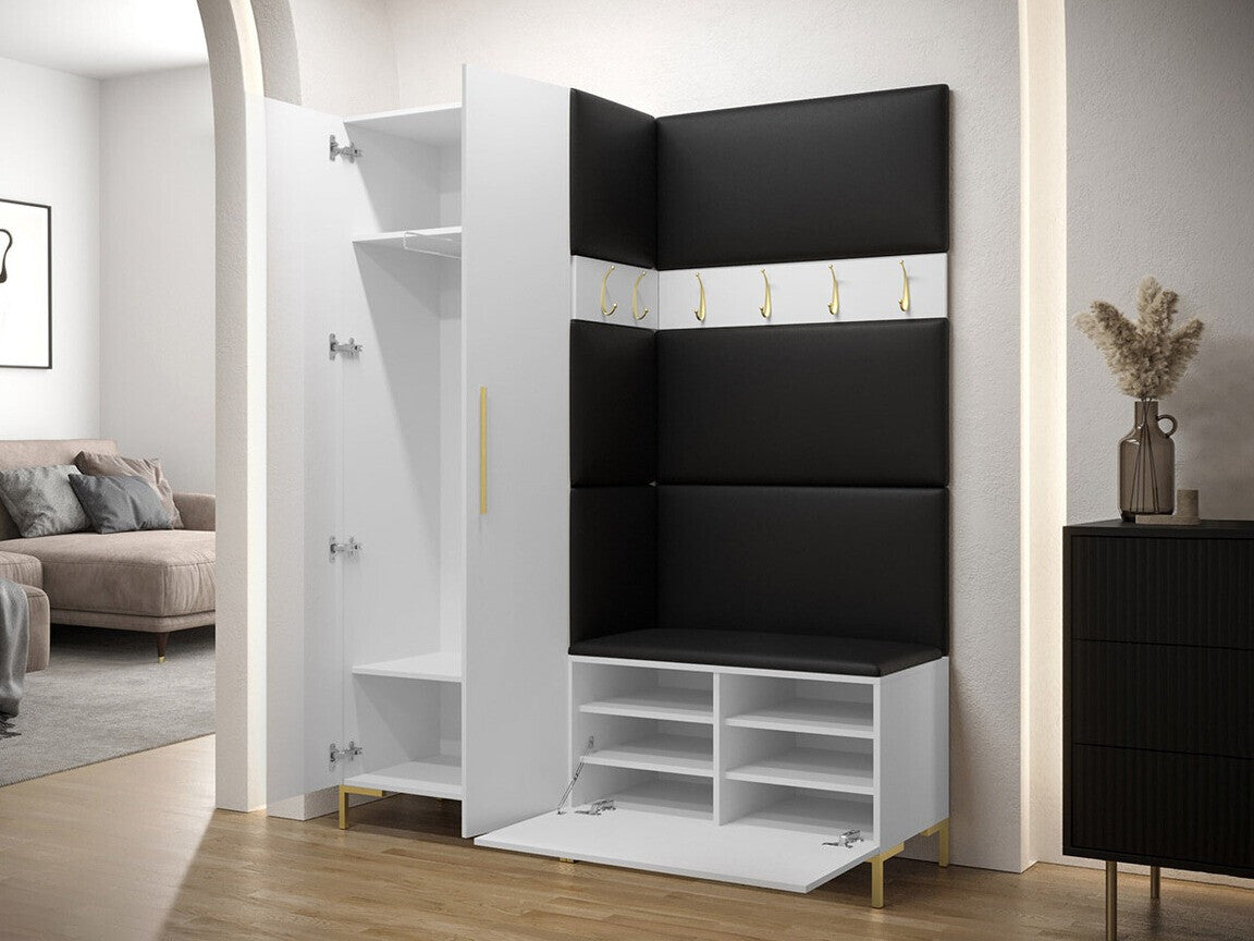 Előszoba garnitúra ZILION I (Frunemfta I), Keret színe: Fekete, Puha falpanel színe: Öko bőr Soft 011