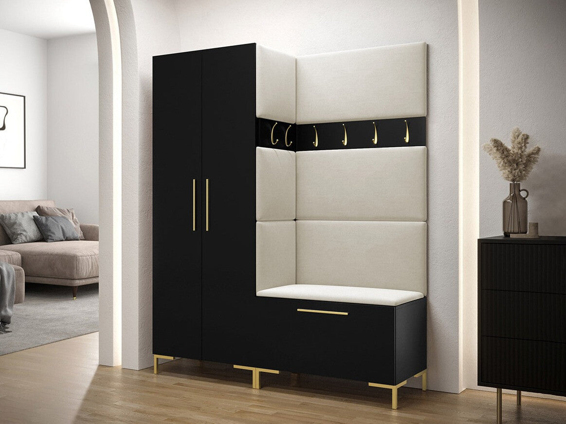 Előszoba garnitúra ZILION I (Frunemfta I), Keret színe: Fekete, Puha falpanel színe: Manila 02