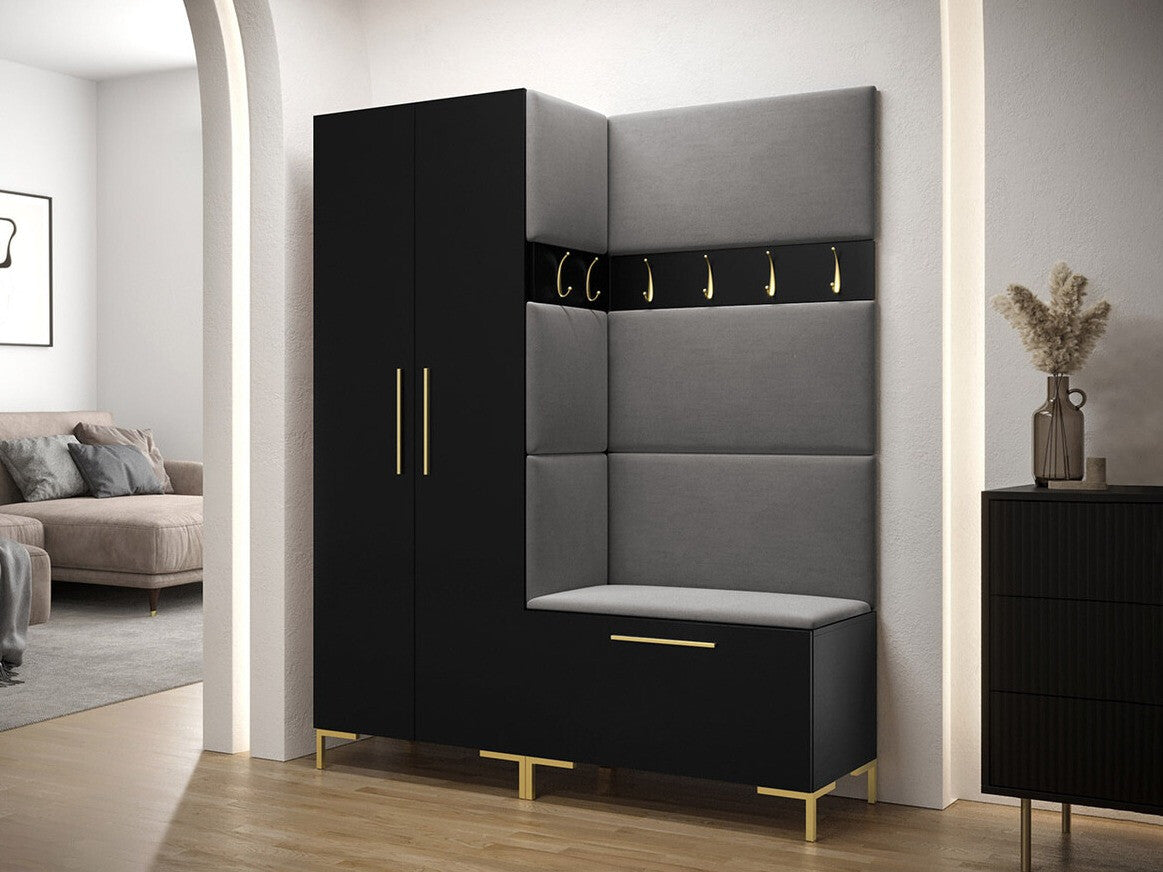 Előszoba garnitúra ZILION I (Frunemfta I), Keret színe: Fekete, Puha falpanel színe: Manila 16