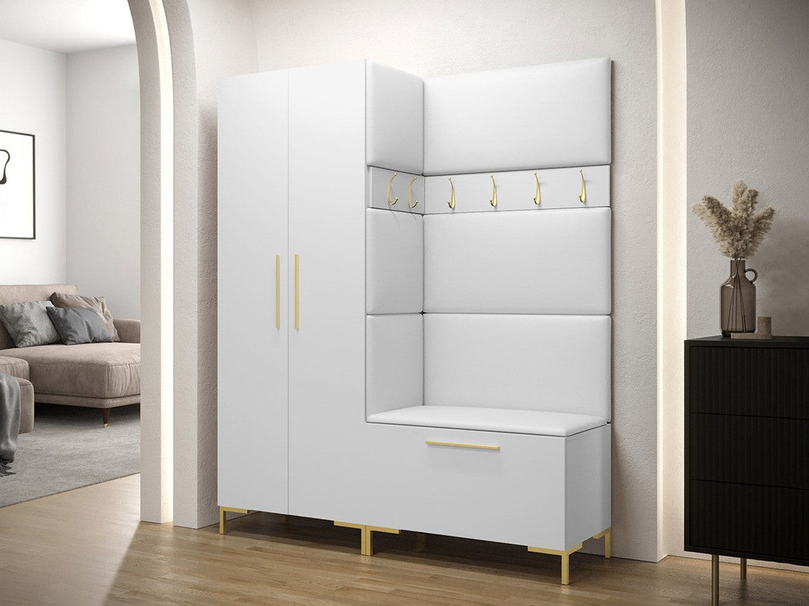 Előszoba garnitúra ZILION I (Frunemfta I), Keret színe: Fehér, Puha falpanel színe: Öko bőr Soft 017