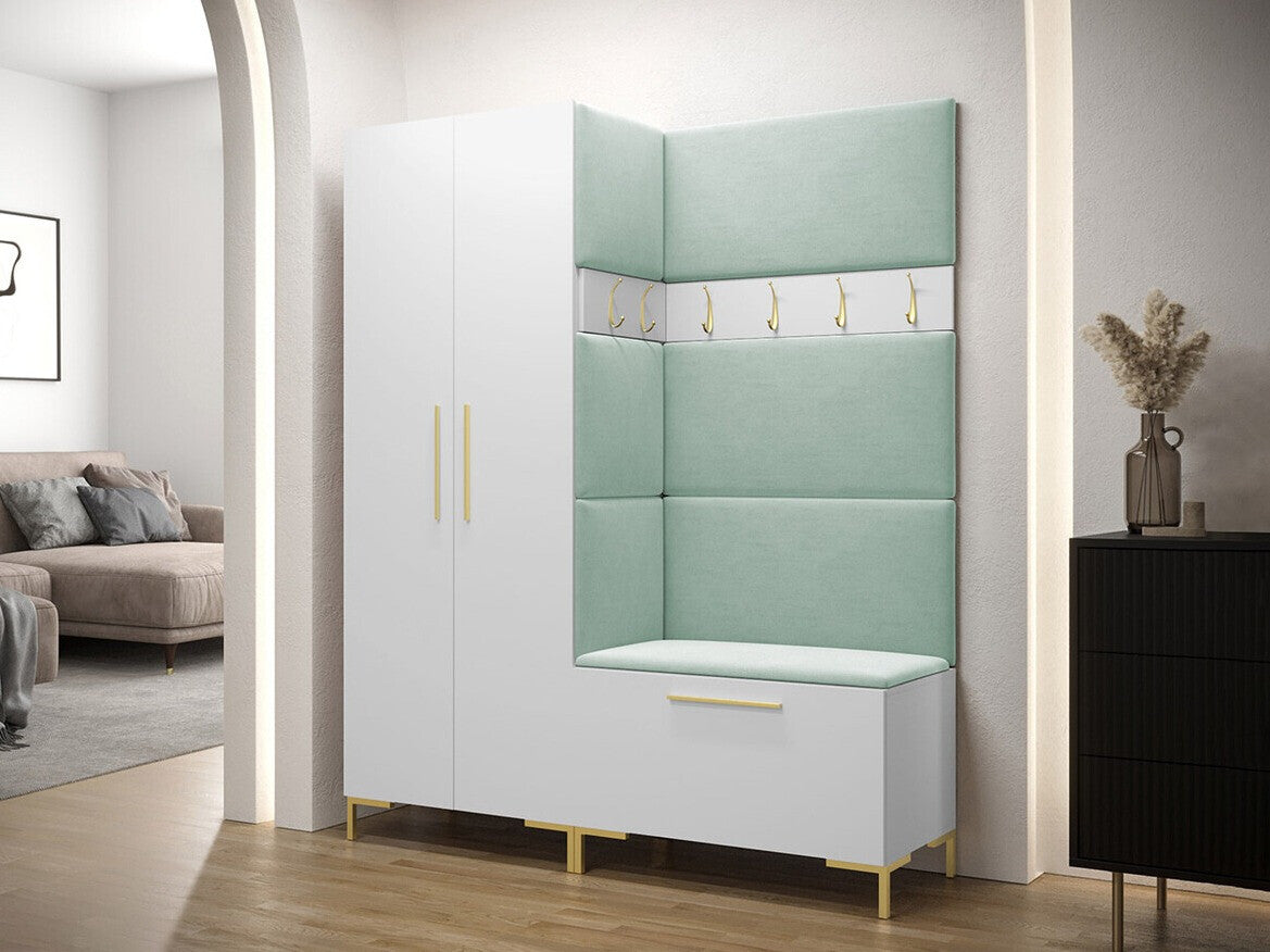 Előszoba garnitúra ZILION I (Frunemfta I), Keret színe: Fehér, Puha falpanel színe: Manila 11