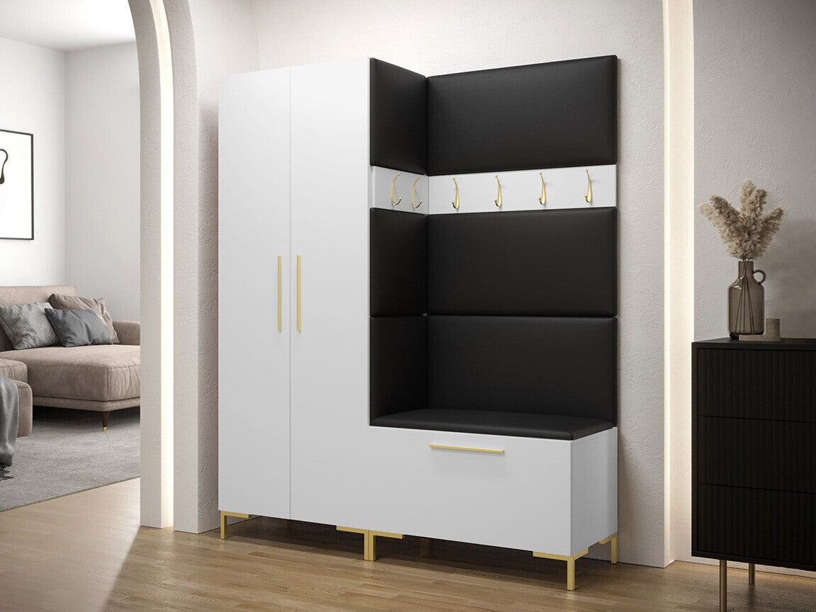 Előszoba garnitúra ZILION I (Frunemfta I), Keret színe: Fehér, Puha falpanel színe: Öko bőr Soft 011