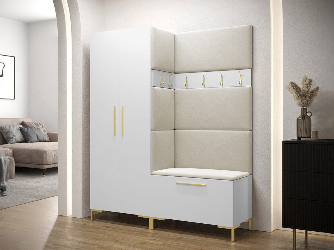 Előszoba garnitúra ZILION I (Frunemfta I), Keret színe: Fehér, Puha falpanel színe: Manila 02