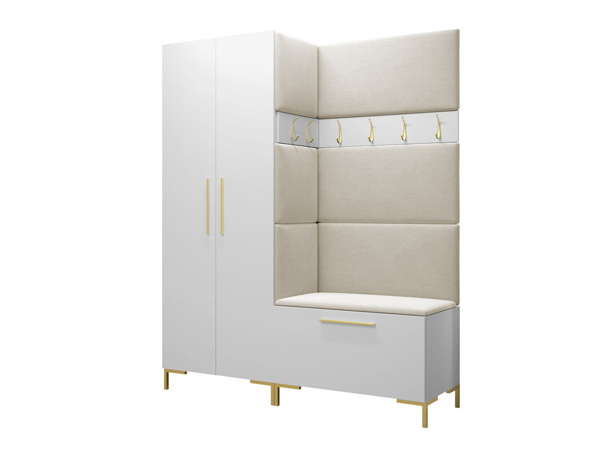 Előszoba garnitúra ZILION I (Frunemfta I), Keret színe: Fehér, Puha falpanel színe: Manila 02