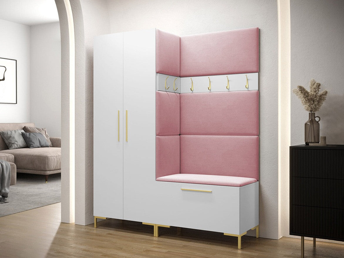 Előszoba garnitúra ZILION I (Frunemfta I), Keret színe: Fehér, Puha falpanel színe: Manila 09