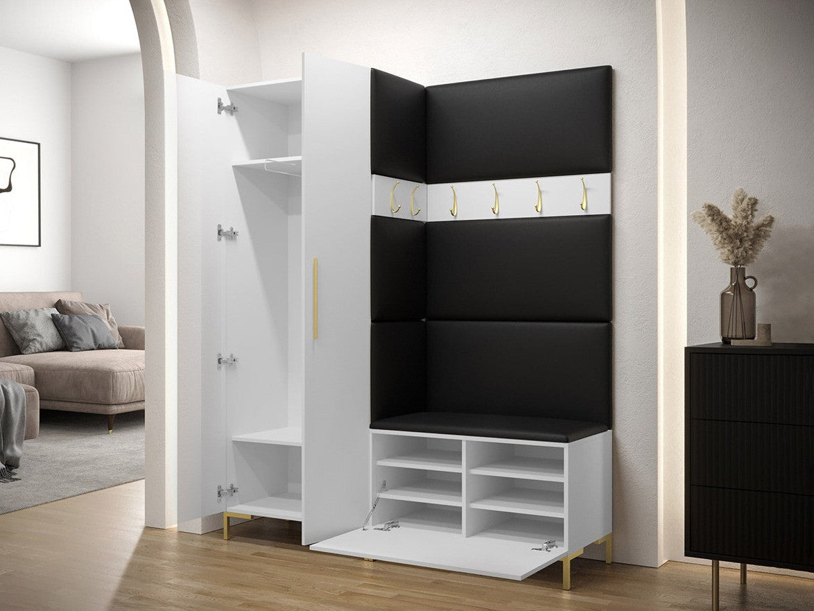 Előszoba garnitúra ZILION I (Frunemfta I), Keret színe: Fehér, Puha falpanel színe: Manila 09