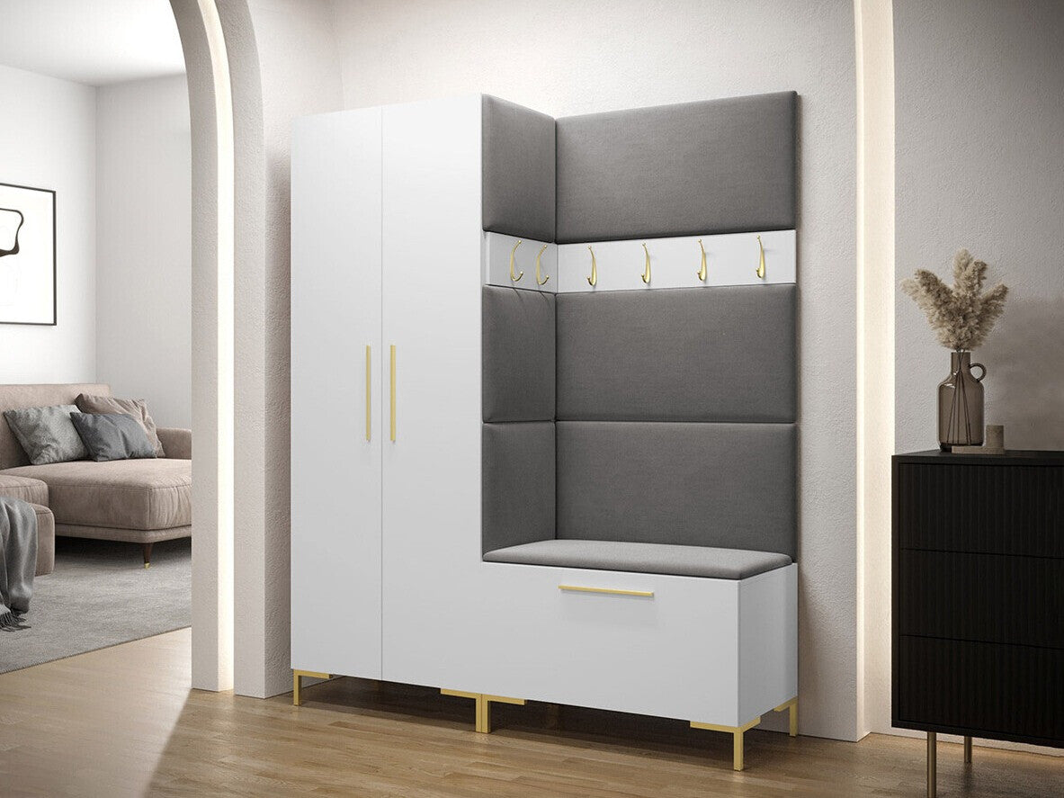 Előszoba garnitúra ZILION I (Frunemfta I), Keret színe: Fehér, Puha falpanel színe: Manila 16