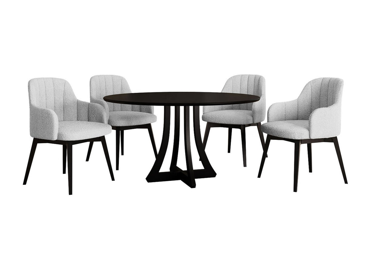 Étkezőgarnitúra Zestaw 05 4xS105 ORION FI, Asztal színe: Fekete, Szék színe: Fekete + Baloo 2085