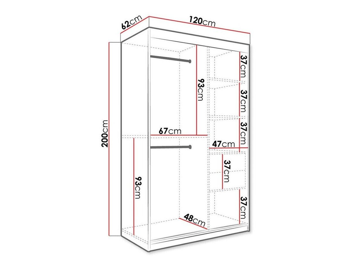 Gardróbszekrény 120 MARMUR T2 (Nemnnus T2 120), Szín: Matt fekete + Fekete márvány, Fiókok: Nem