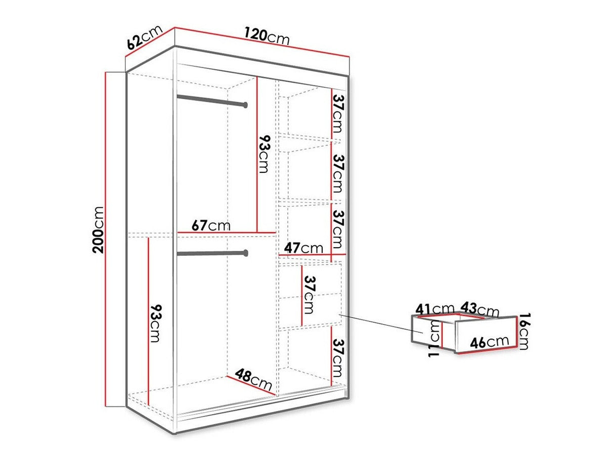 Gardróbszekrény 120 MARMUR T2 (Nemnnus T2 120), Szín: Matt fekete + Fekete márvány, Fiókok: Igen
