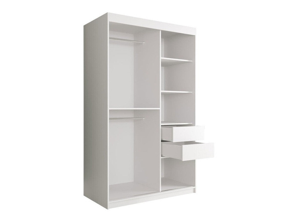 Gardróbszekrény 120 MARMUR T2 (Nemnnus T2 120), Szín: Matt fehér + Fekete márvány, Fiókok: Igen