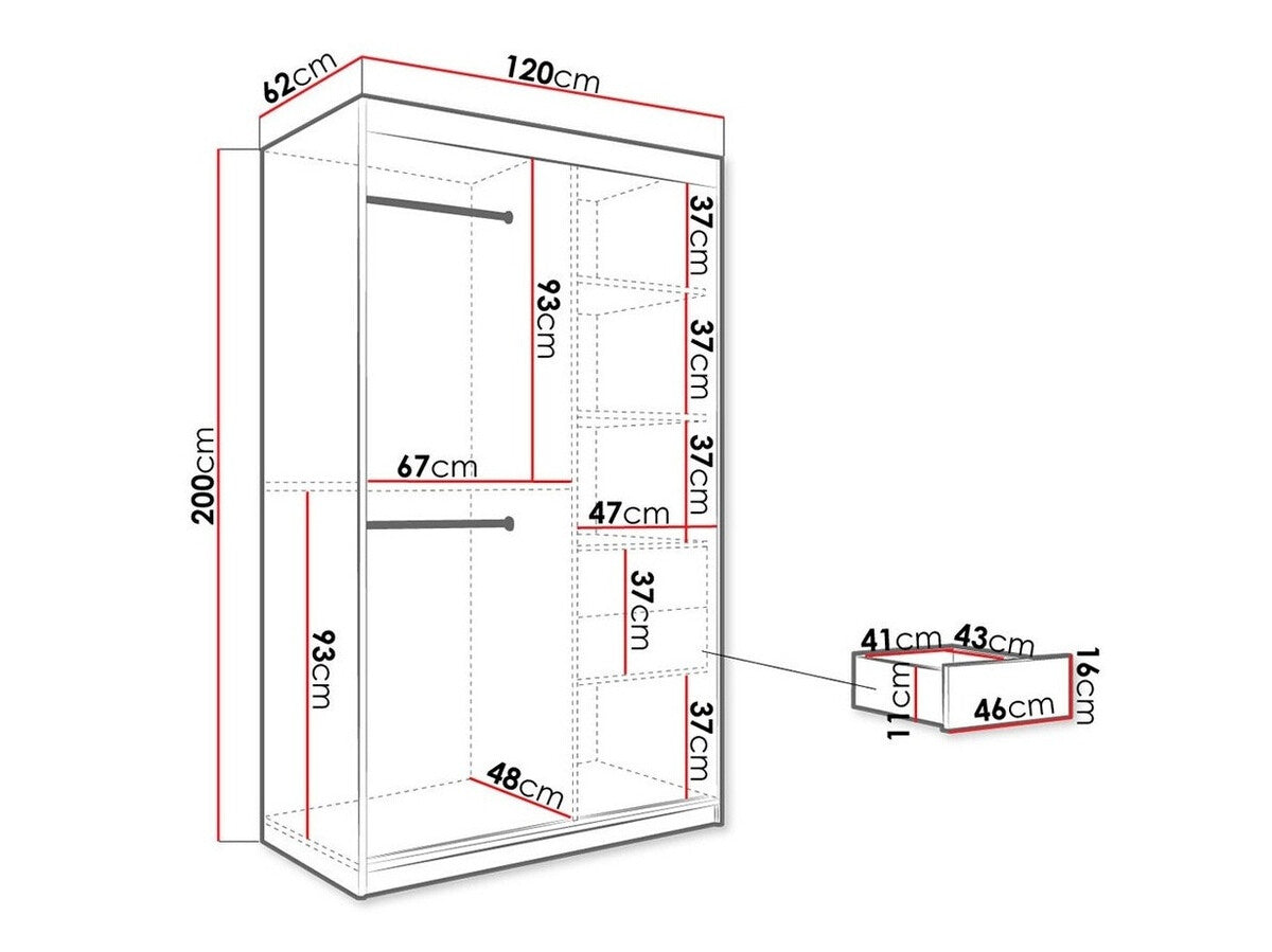 Gardróbszekrény 120 MARMUR T2 (Nemnnus T2 120), Szín: Matt fehér + Fehér márvány, Fiókok: Igen