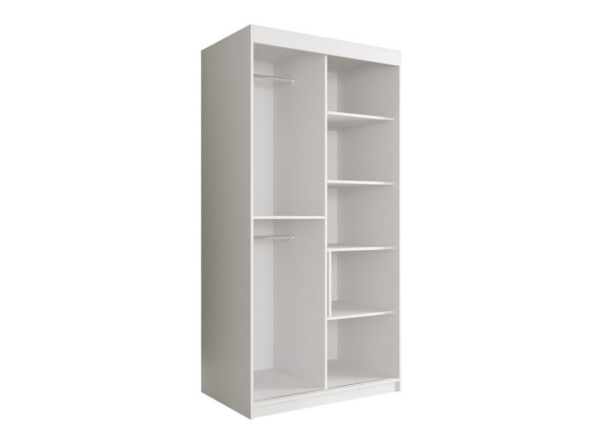 Gardróbszekrény 100 MARMUR T2 (Nemnnus T2 100), Szín: Matt fehér + Fekete márvány, Fiókok: Nem