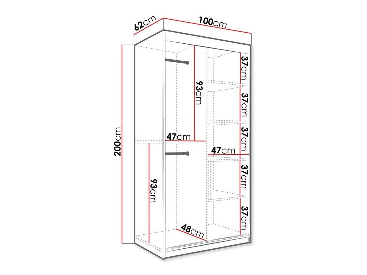Gardróbszekrény 100 MARMUR T2 (Nemnnus T2 100), Szín: Matt fehér + Fehér márvány, Fiókok: Nem
