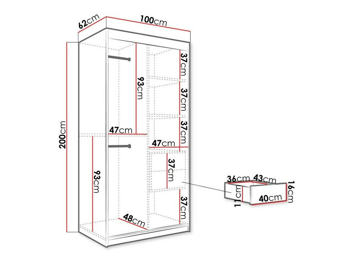 Gardróbszekrény 100 MARMUR T2 (Nemnnus T2 100), Szín: Matt fehér + Fehér márvány, Fiókok: Igen