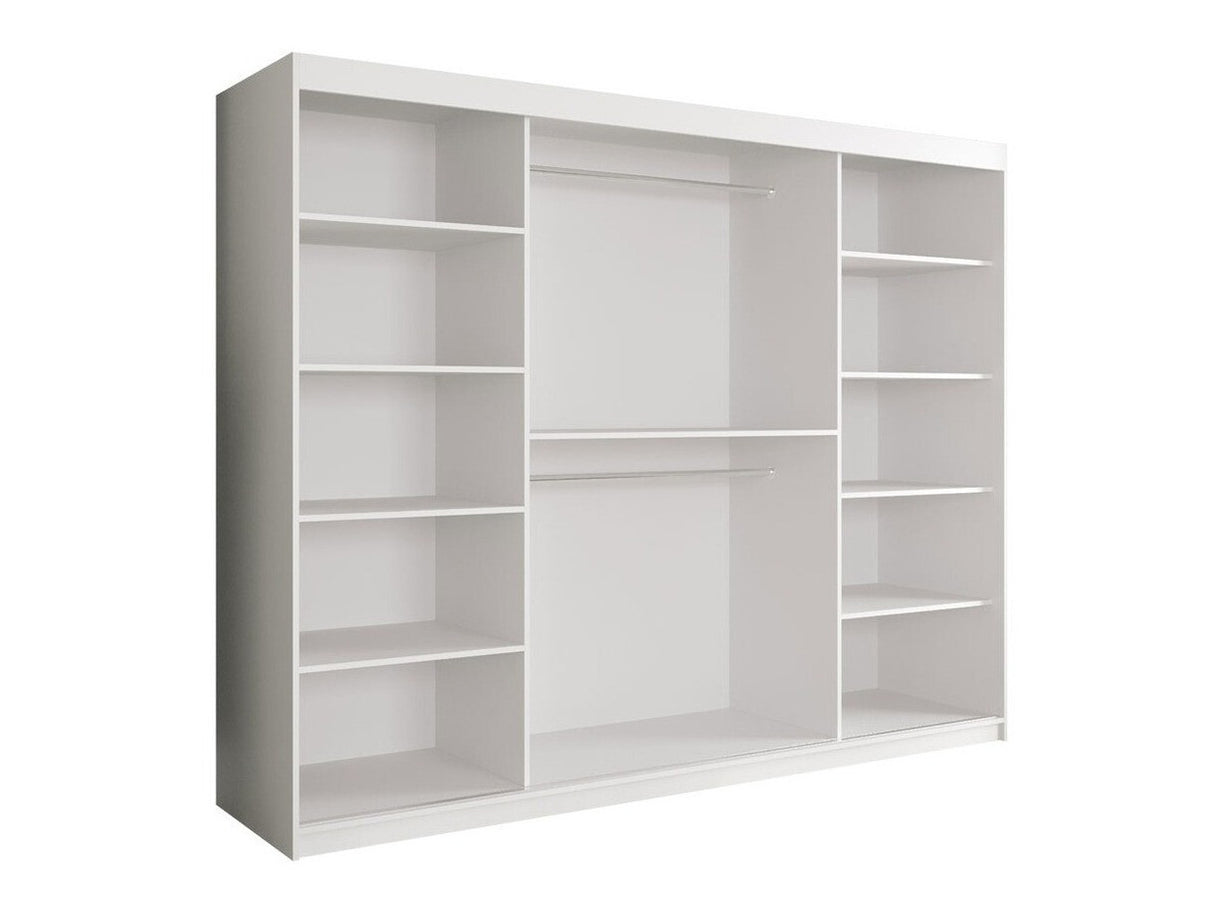 Gardróbszekrény 250 MARMUR T1 (Nemnnus T1 250), Szín: Matt fekete + Fekete márvány, Fiókok: Nem