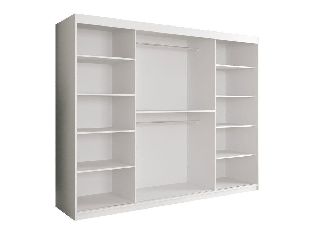 Gardróbszekrény 250 MARMUR T1 (Nemnnus T1 250), Szín: Matt fehér + Fekete márvány, Fiókok: Nem