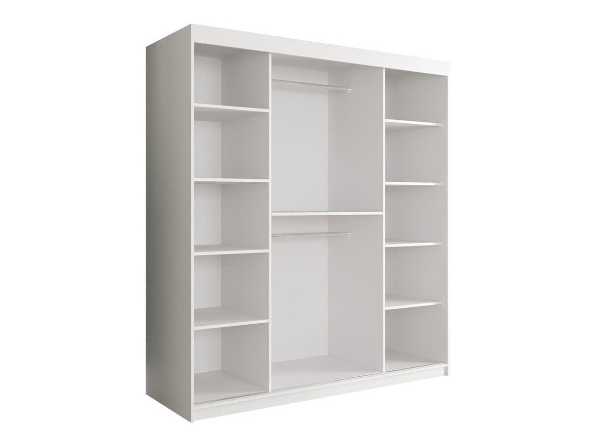 Gardróbszekrény 180 MARMUR T1 (Nemnnus T1 180), Szín: Matt fekete + Fekete márvány, Fiókok: Nem