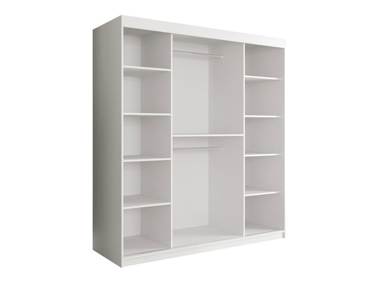 Gardróbszekrény 180 MARMUR T1 (Nemnnus T1 180), Szín: Matt fehér + Fehér márvány, Fiókok: Nem