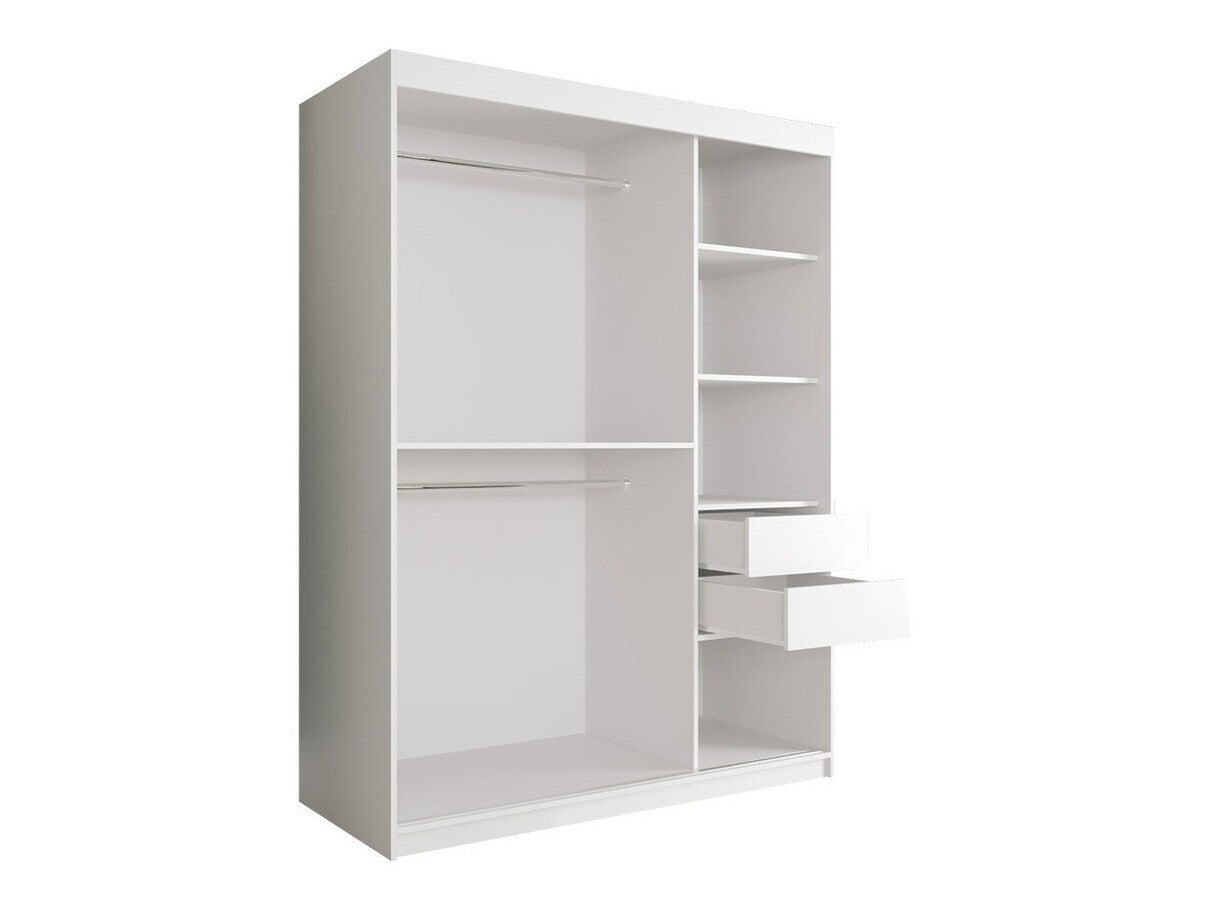 Gardróbszekrény 150 MARMUR T1 (Nemnnus T1 150), Szín: Matt fekete + Fekete márvány, Fiókok: Igen