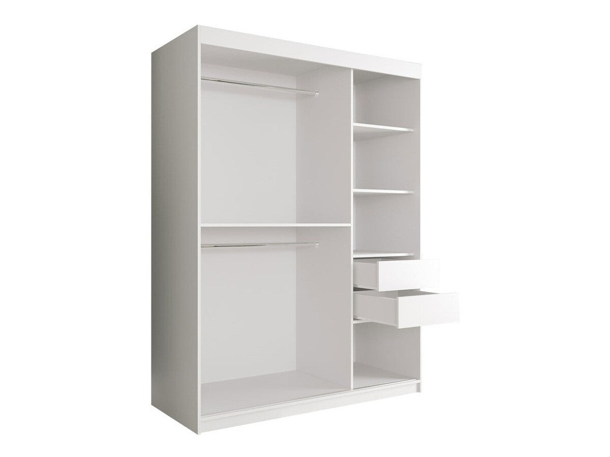 Gardróbszekrény 150 MARMUR T1 (Nemnnus T1 150), Szín: Matt fekete + Fehér márvány, Fiókok: Igen