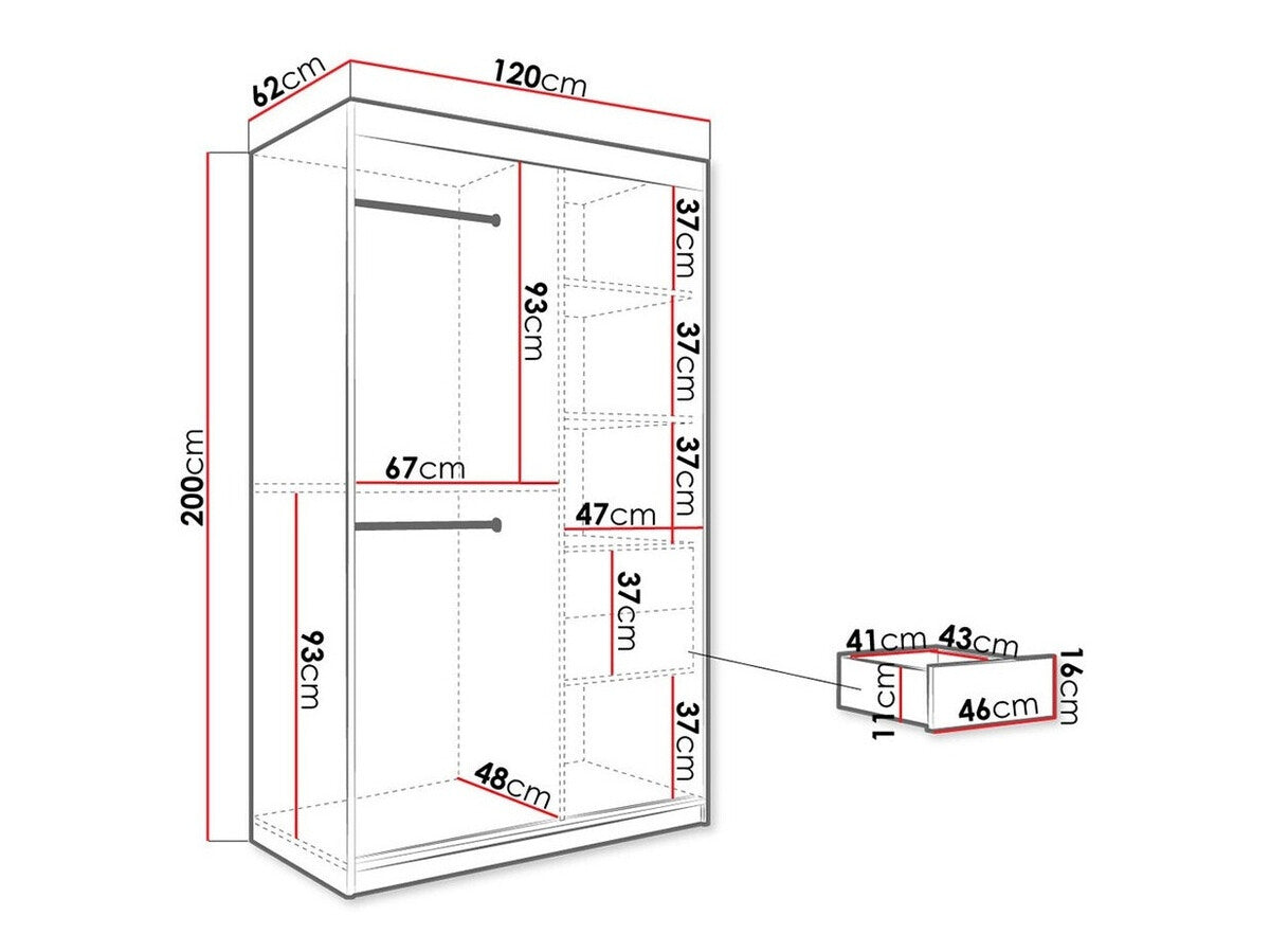 Gardróbszekrény 120 MARMUR T1 (Nemnnus T1 120), Szín: Matt fekete + Fehér márvány, Fiókok: Igen
