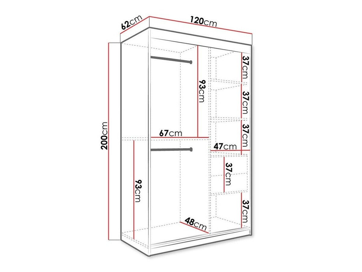 Gardróbszekrény 120 MARMUR T1 (Nemnnus T1 120), Szín: Matt fehér + Fekete márvány, Fiókok: Nem