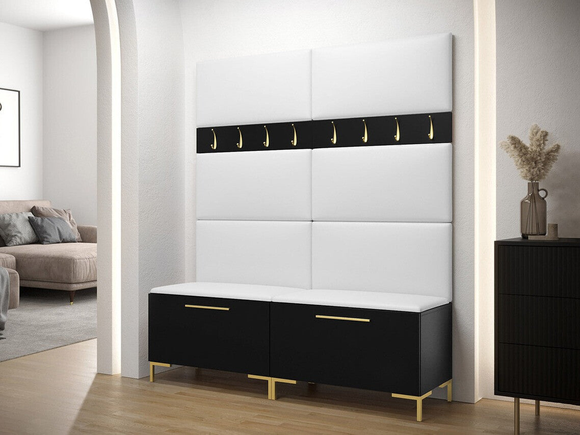 Előszoba garnitúra ZILION II (Frunemfta II), Keret színe: Fekete, Puha falpanel színe: Öko bőr Soft 017