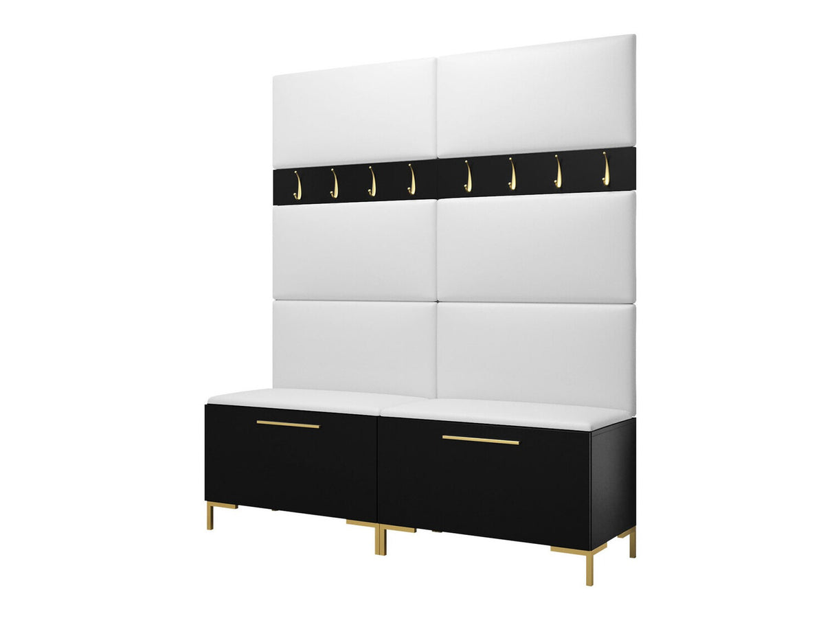 Előszoba garnitúra ZILION II (Frunemfta II), Keret színe: Fekete, Puha falpanel színe: Öko bőr Soft 017