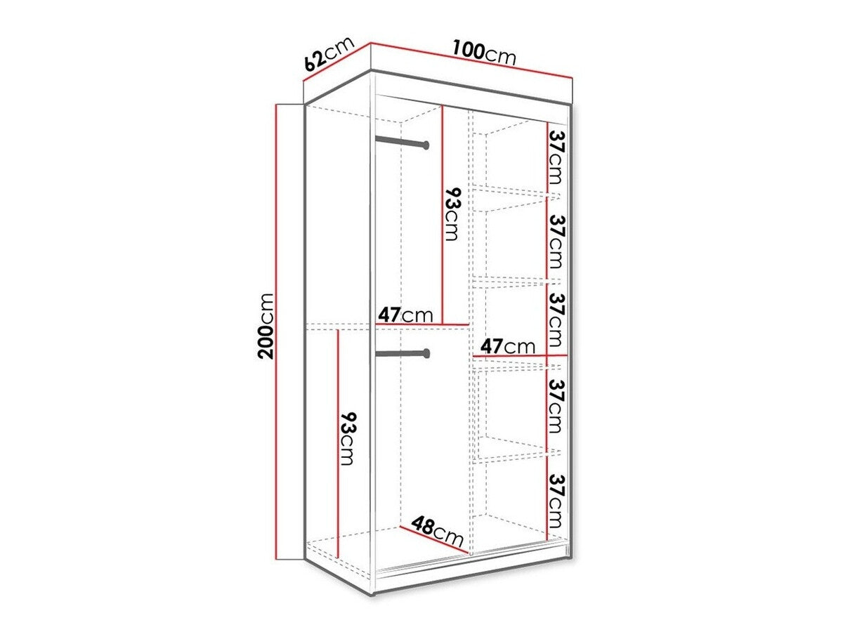 Gardróbszekrény 100 MARMUR T1 (Nemnnus T1 100), Szín: Matt fekete + Fehér márvány, Fiókok: Nem