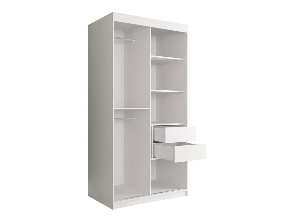 Gardróbszekrény 100 MARMUR T1 (Nemnnus T1 100), Szín: Matt fekete + Fehér márvány, Fiókok: Igen