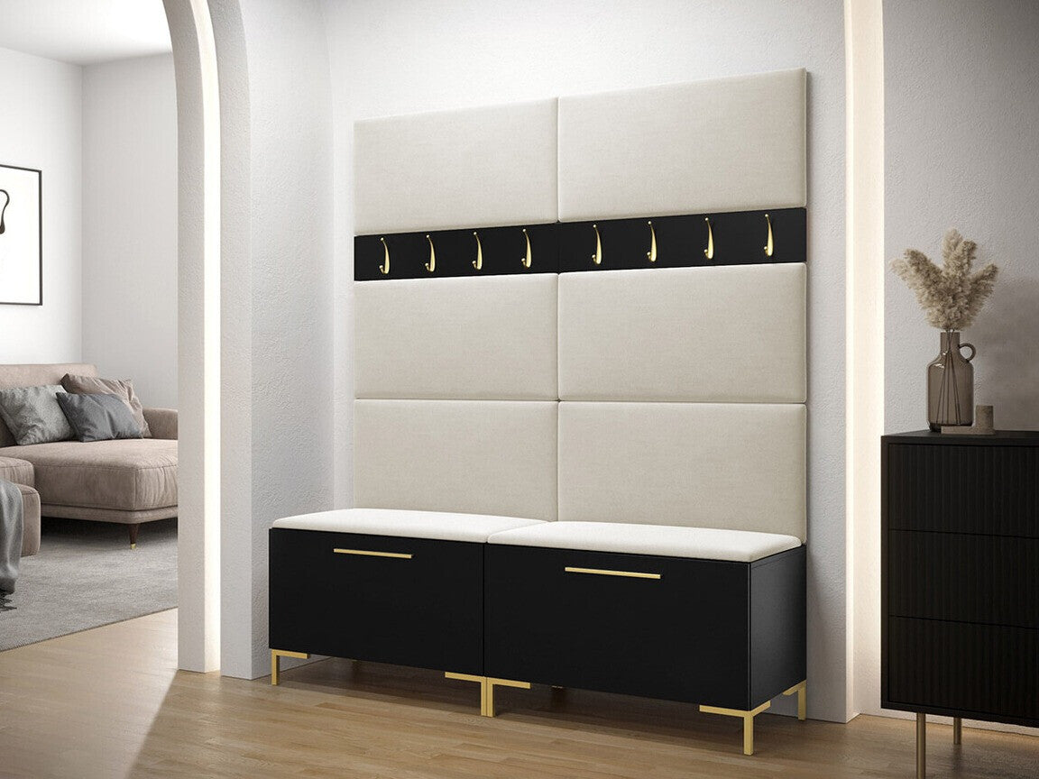 Előszoba garnitúra ZILION II (Frunemfta II), Keret színe: Fekete, Puha falpanel színe: Manila 02