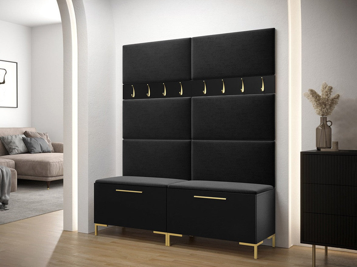 Előszoba garnitúra ZILION II (Frunemfta II), Keret színe: Fekete, Puha falpanel színe: Manila 18