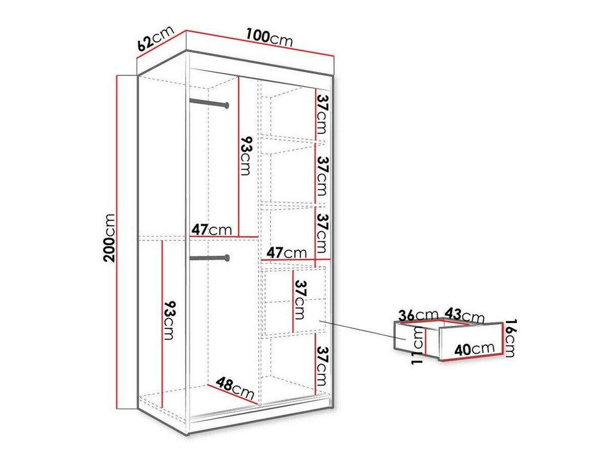 Gardróbszekrény 100 MARMUR T1 (Nemnnus T1 100), Szín: Matt fehér + Fehér márvány, Fiókok: Igen