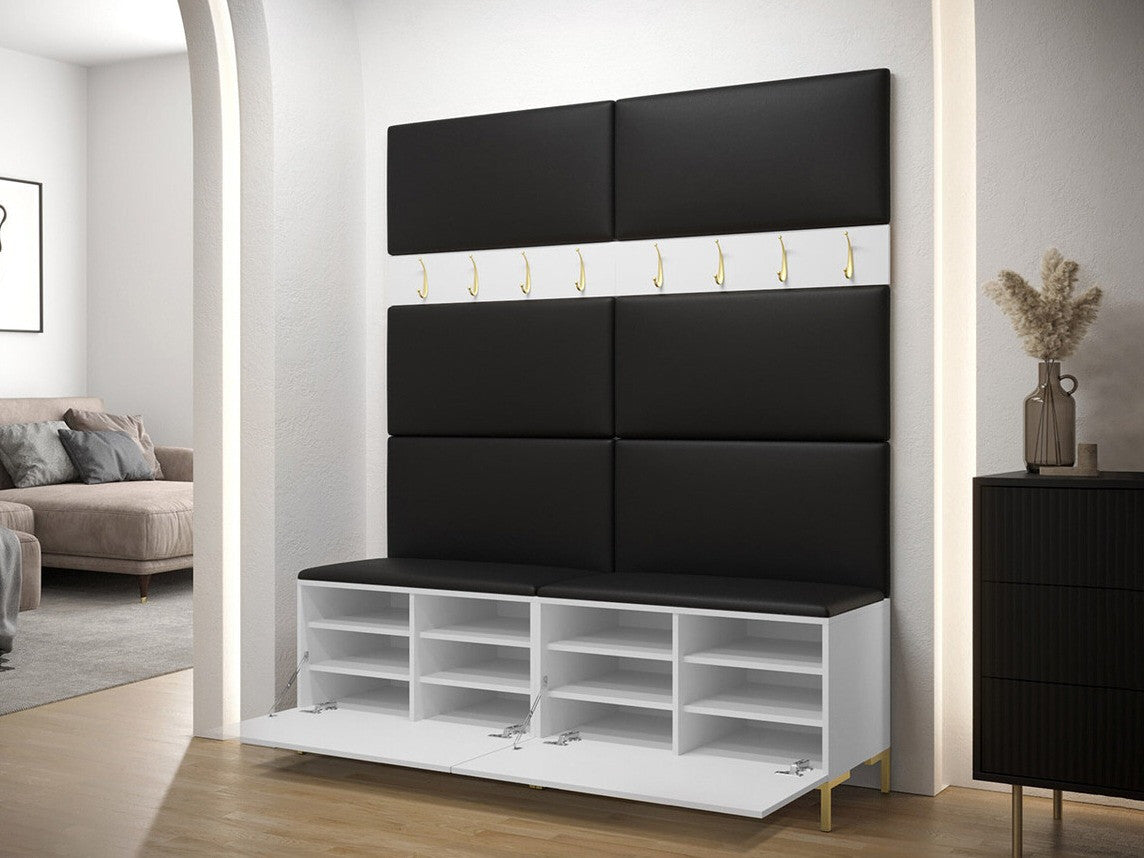 Előszoba garnitúra ZILION II (Frunemfta II), Keret színe: Fekete, Puha falpanel színe: Manila 35