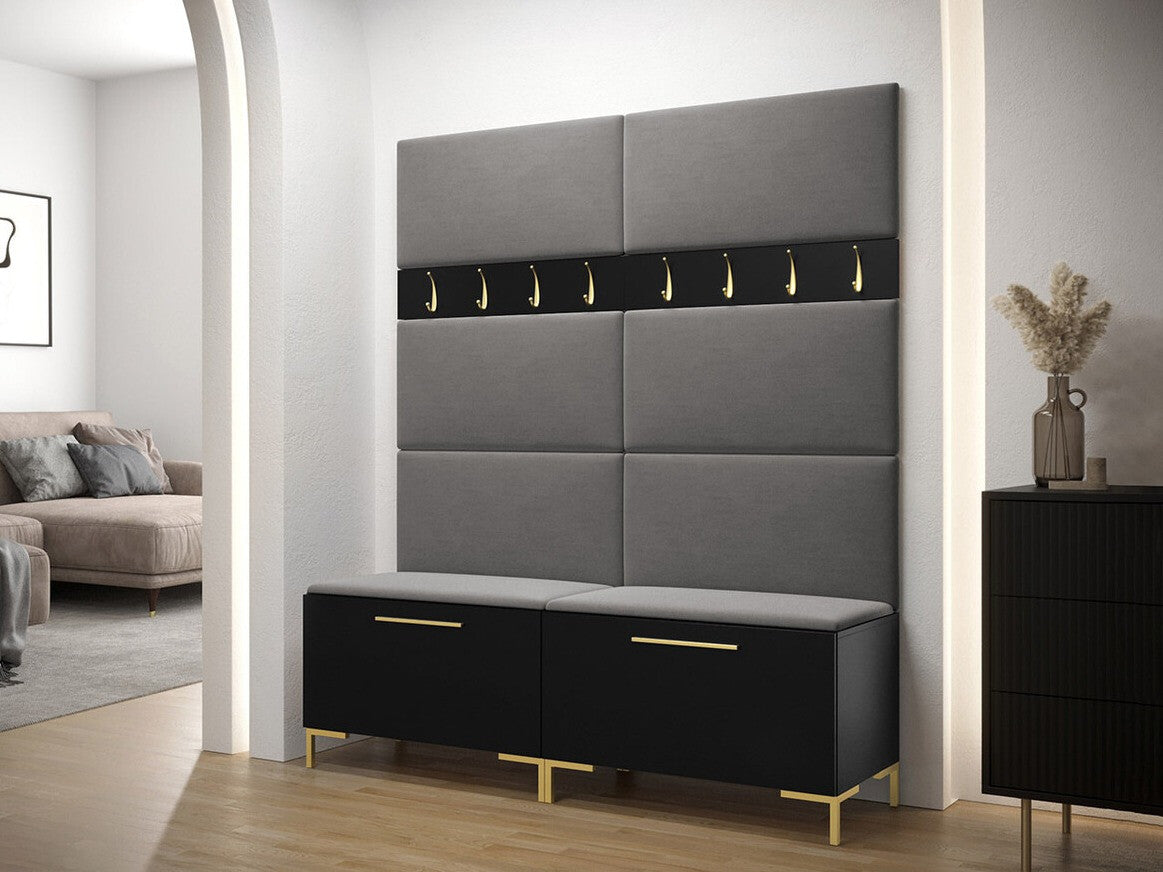 Előszoba garnitúra ZILION II (Frunemfta II), Keret színe: Fekete, Puha falpanel színe: Manila 16