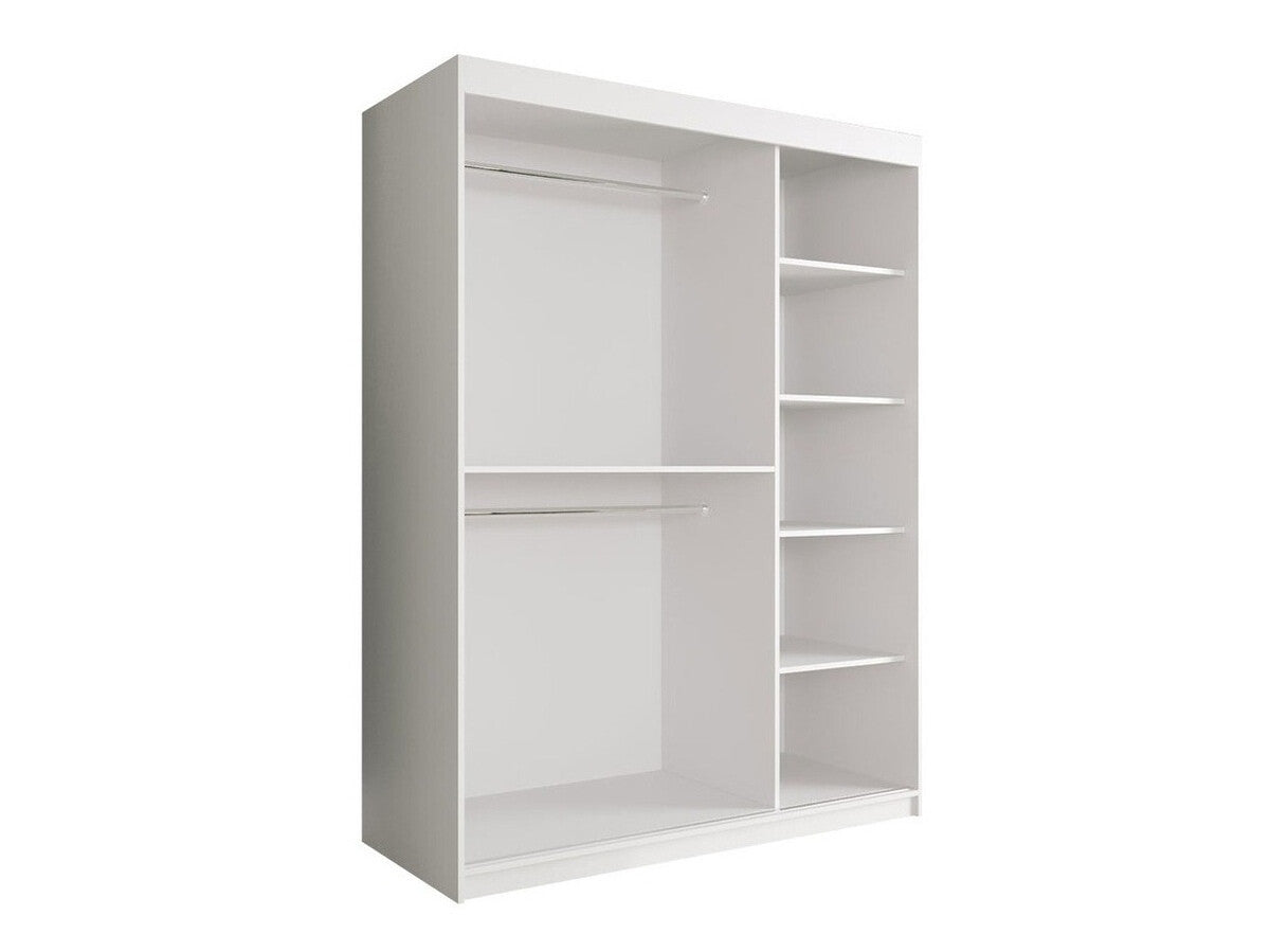 Gardróbszekrény 150 MARMUR T (Nemnnus T 150), Szín: Matt fehér + Fehér márvány, Fiókok: Nem