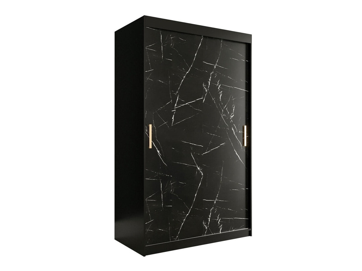 Gardróbszekrény 120 MARMUR T (Nemnnus T 120), Szín: Matt fekete + Fekete márvány, Fiókok: Nem