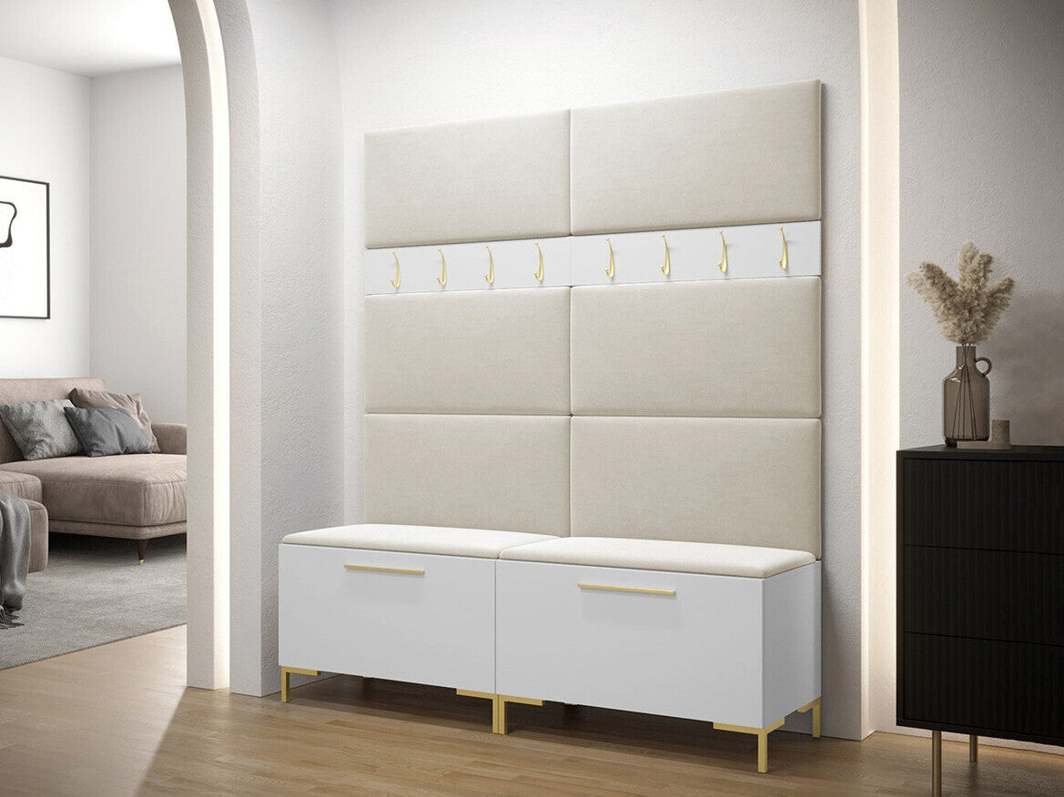 Előszoba garnitúra ZILION II (Frunemfta II), Keret színe: Fehér, Puha falpanel színe: Manila 02