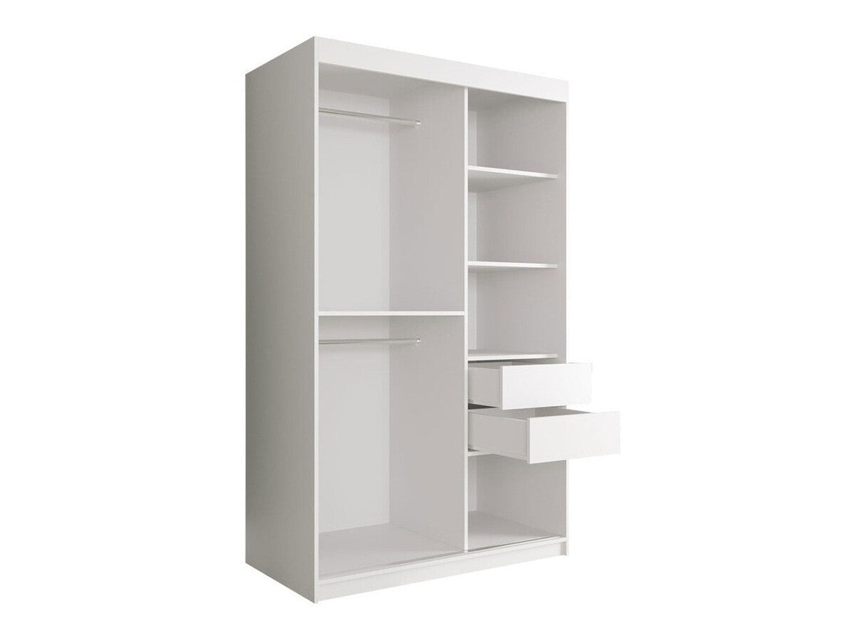 Gardróbszekrény 120 MARMUR T (Nemnnus T 120), Szín: Matt fekete + Fehér márvány, Fiókok: Igen