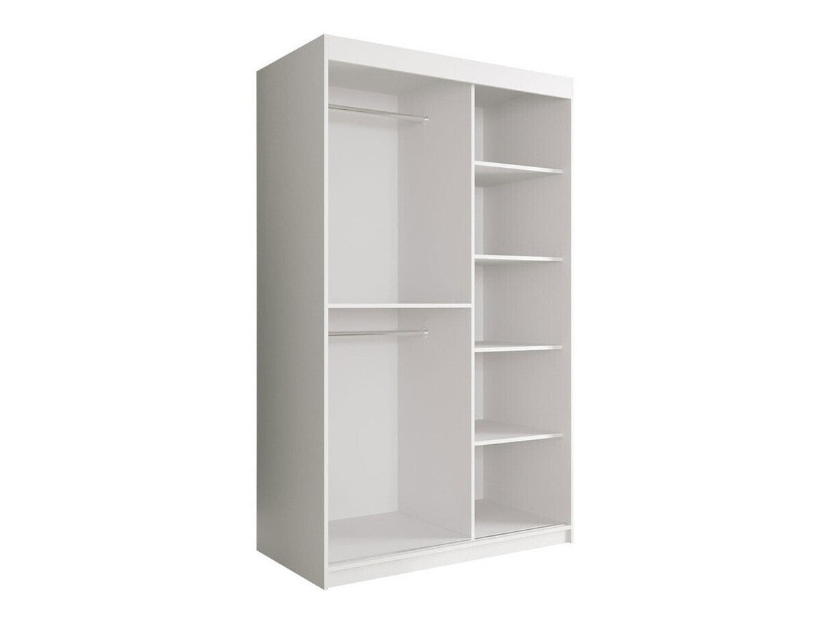 Gardróbszekrény 120 MARMUR T (Nemnnus T 120), Szín: Matt fehér + Fekete márvány, Fiókok: Nem