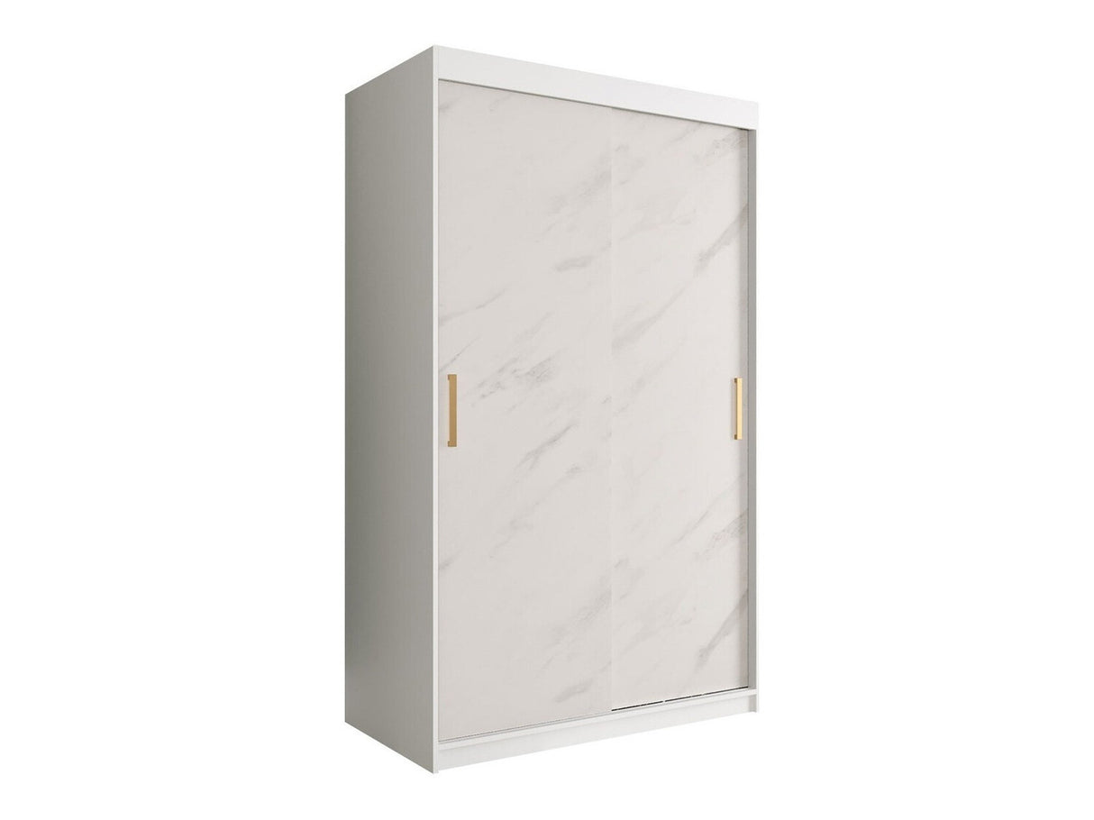 Gardróbszekrény 120 MARMUR T (Nemnnus T 120), Szín: Matt fehér + Fehér márvány, Fiókok: Nem