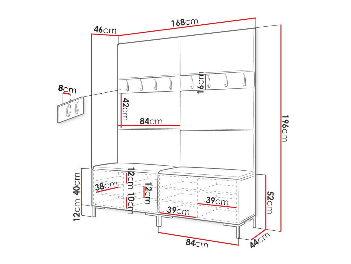 Előszoba garnitúra ZILION II (Frunemfta II), Keret színe: Craft tölgy, Puha falpanel színe: Öko bőr Soft 011