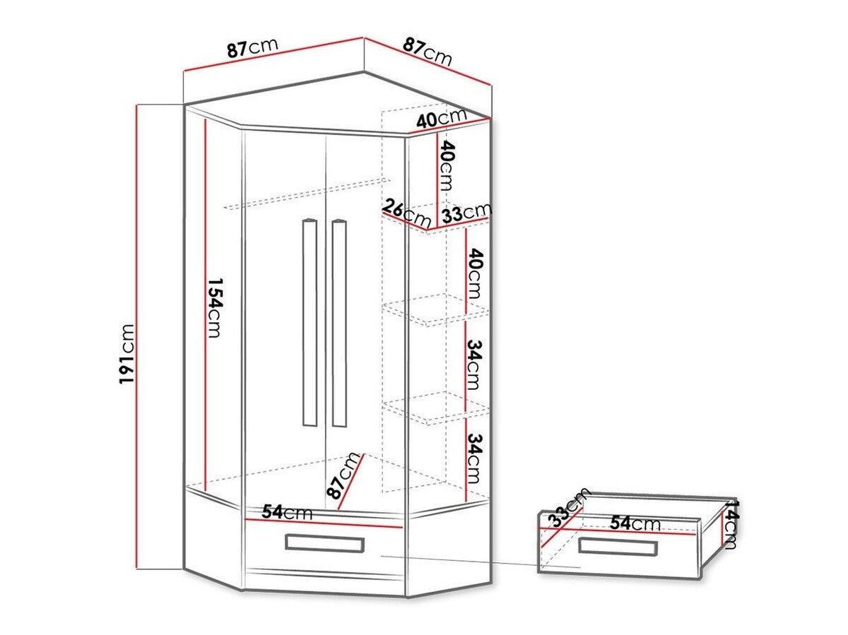Sarokszekrény Guliver 2 (Raliv RL02), Szín: Fehér + Fényes Türkiz