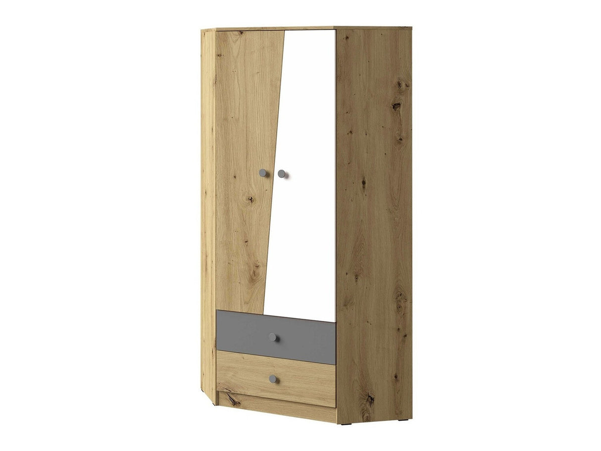 Sarokszekrény Nero 2 (Wurak), Szín: Artisan tölgy + Fehér + Szürke