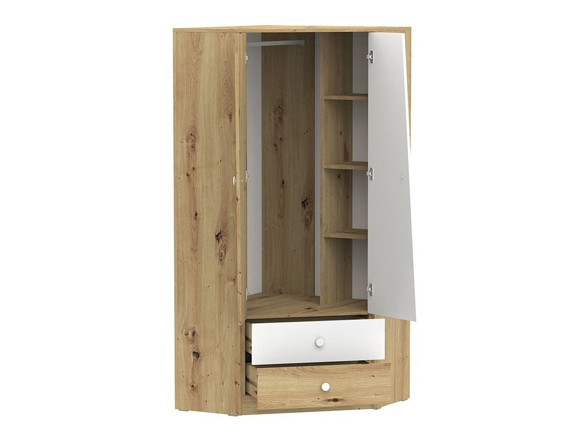 Sarokszekrény Nero 2 (Wurak), Szín: Artisan tölgy + Fehér + Szürke